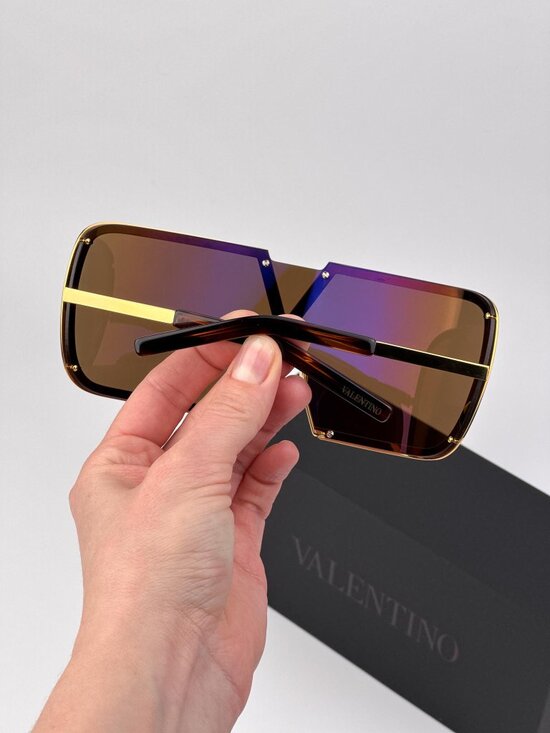Valentino Sunglasses Gold Titanium Oversized Mask Brown Model V-ROMASK VLS-120 B main image 7